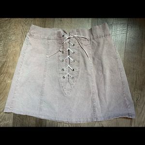 Pink corduroy mini skirt